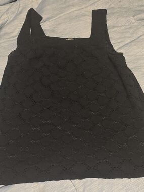 Maurices Black Eyelet Square Neck Tank